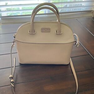 kate spade Cream Dome Satchel with Crossbody Strap and Gold Hardware